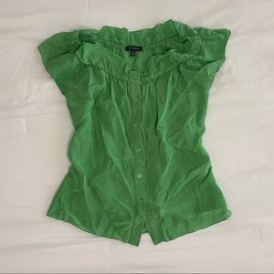 GREEN RUFFLE BUTTON UP TOP